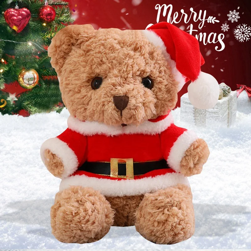 

Super Cute Christmas Dressing Teddy Bear Plush Toy Kawaii Plushie Stuffed Animals Doll Christmas Scarf Decor Children Xmas Gifts
