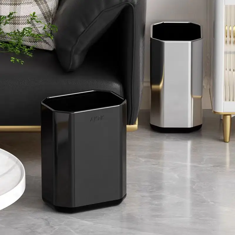 Gold Bathroom Trash Can With Swing Lid - 2.4 Gallon Stainless Steel Small Waste Basket
