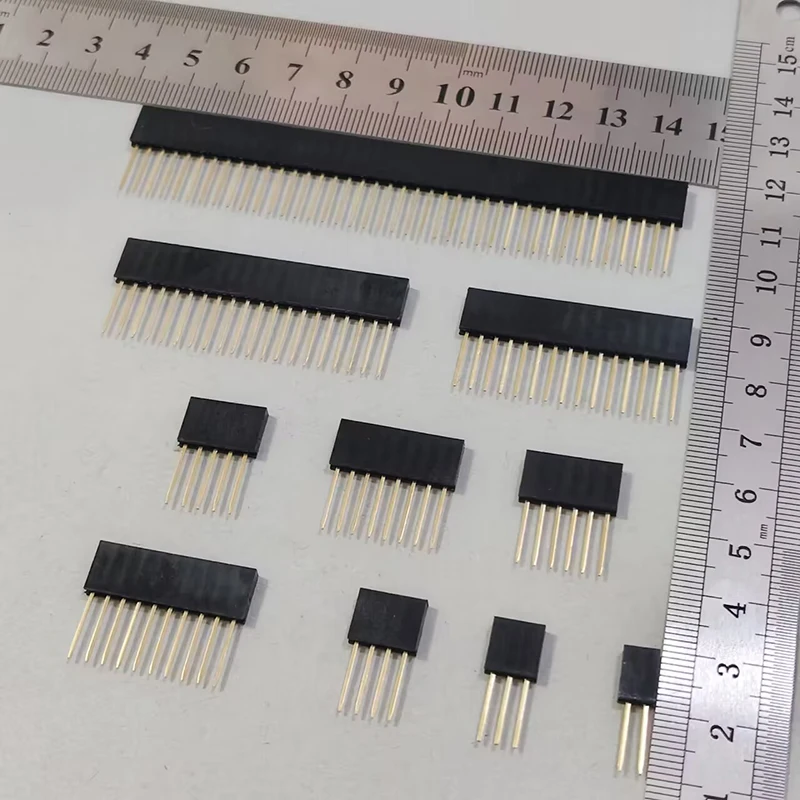 10PCS 2.54mm 피치 스트레이트 핀 연장형 11mm 핀 암 헤더 커넥터 1x2/3/4/5/6/8/10/15/20/40핀 단일 행 PCB 소켓