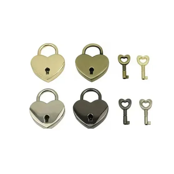 

1 Pcs Heart Shape Vintage Metal Mini Padlock Bag Suitcase Luggage Box Key Lock With Key