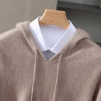 Vêtements pour hommes: pull tricoté en cachemire de vison pur 100%, pull à capuche décontracté et ample de grande taille, nouveaux produits d'automne et d'hiver 4