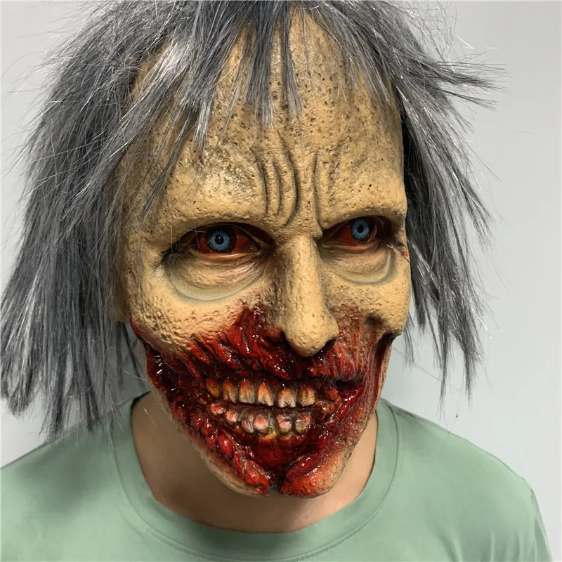 

Halloween Horror Demon Mask for Men with Wig Women Evil Devil Face Masks Party Props Ghost House Decoration Zombie Headgear