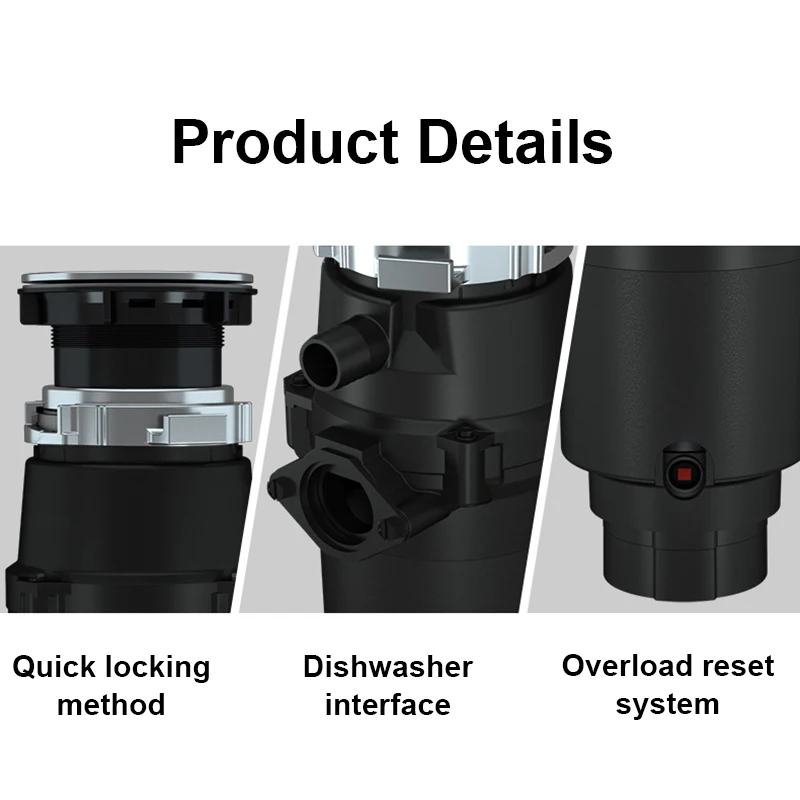 JIQI Food Waste Disposer Chopper Garbage Disposal Crusher Processor Kitchen Material Sink Stainless Steel Grinder Residue Sewer 4