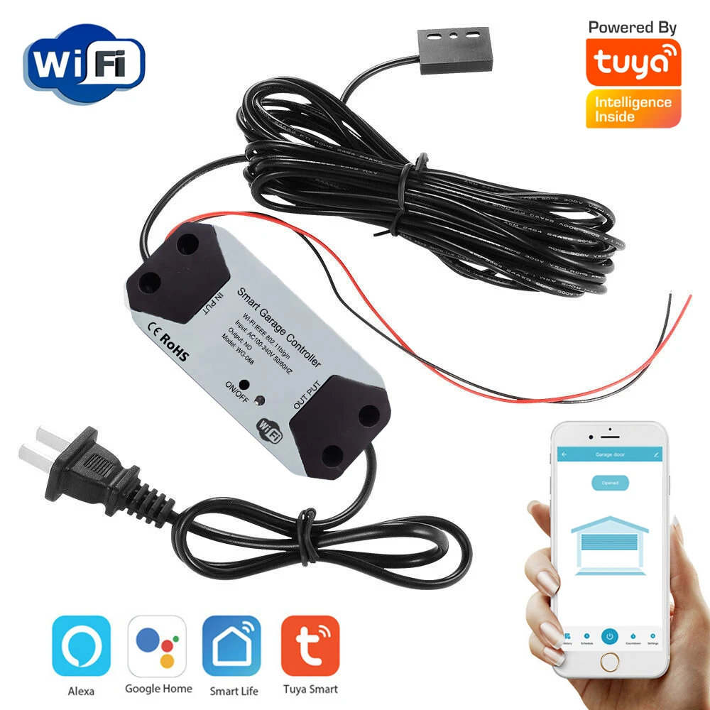 Smart Life Garage Door Opener Controller Wifi Switch Tuya App Control Funziona Con Alexa Echo Google Home Voice Control