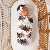 Ylsteed 3 Piece Set Floral Newborn Wrap for Photo Shooting Swaddle Wrap with Hat And Bow Headband Infant Photography Props 3