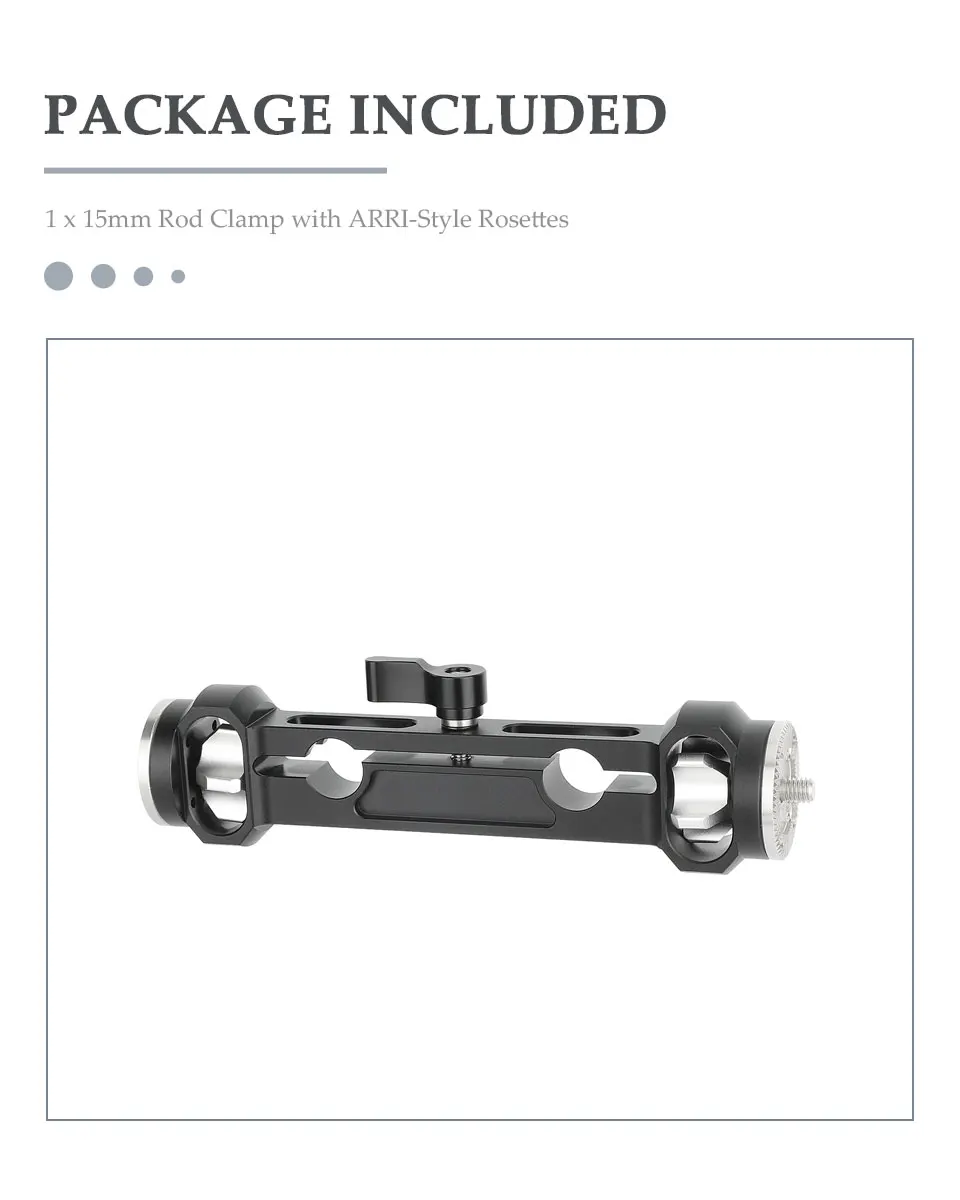 15mm Rod Clamp with ARRI-Style Rosettes Dual M6 Male Screw Mount Handles or Acc