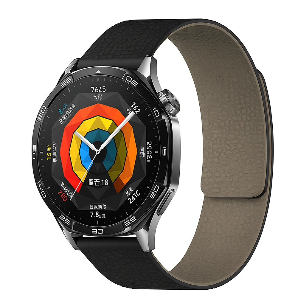 Lychee Pattern Magnetic Loop Silicone Strap - Elegant 18mm/20mm/22mm Band