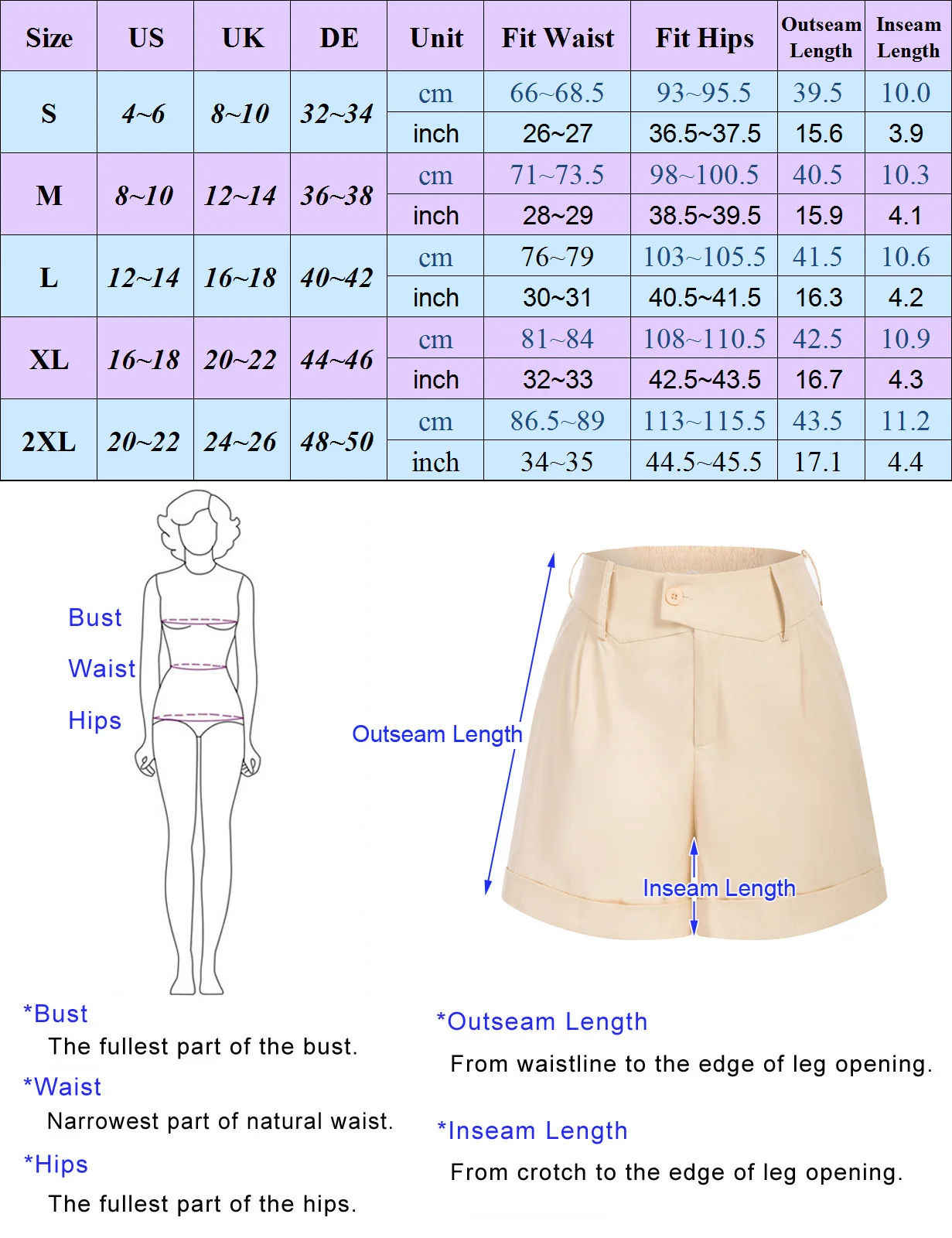 BP Women High Waist Shorts With Pockets Fold-up Leg Opening Cotton Short Pants Zip-up Causal Office Lady Daily Pants Streetwear