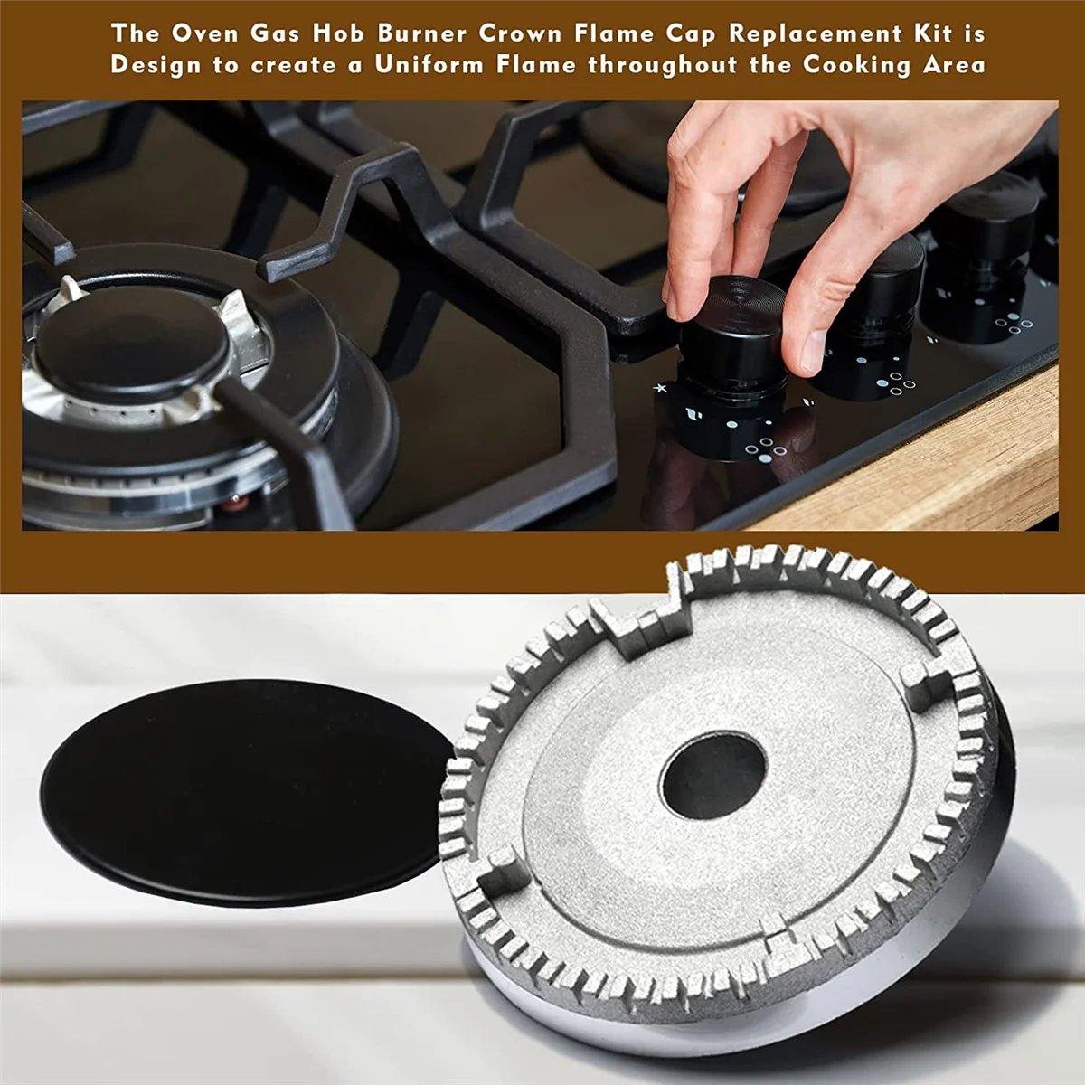 Cooker Hat Set Stove Lid Upgraded, Oven Gas Hob Burner Crown Flame Cap, Gas Burner Flame Cap Fits Most Gas Stove Burners 2