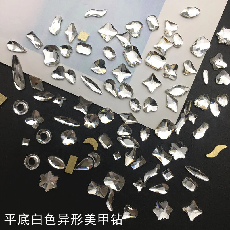

Flat Back Crystal White Mixed Shape Nail Art Rhinestone Accessories Glass Stone DIY Fashion 3D Fingernail Decoration 30/100Pcs