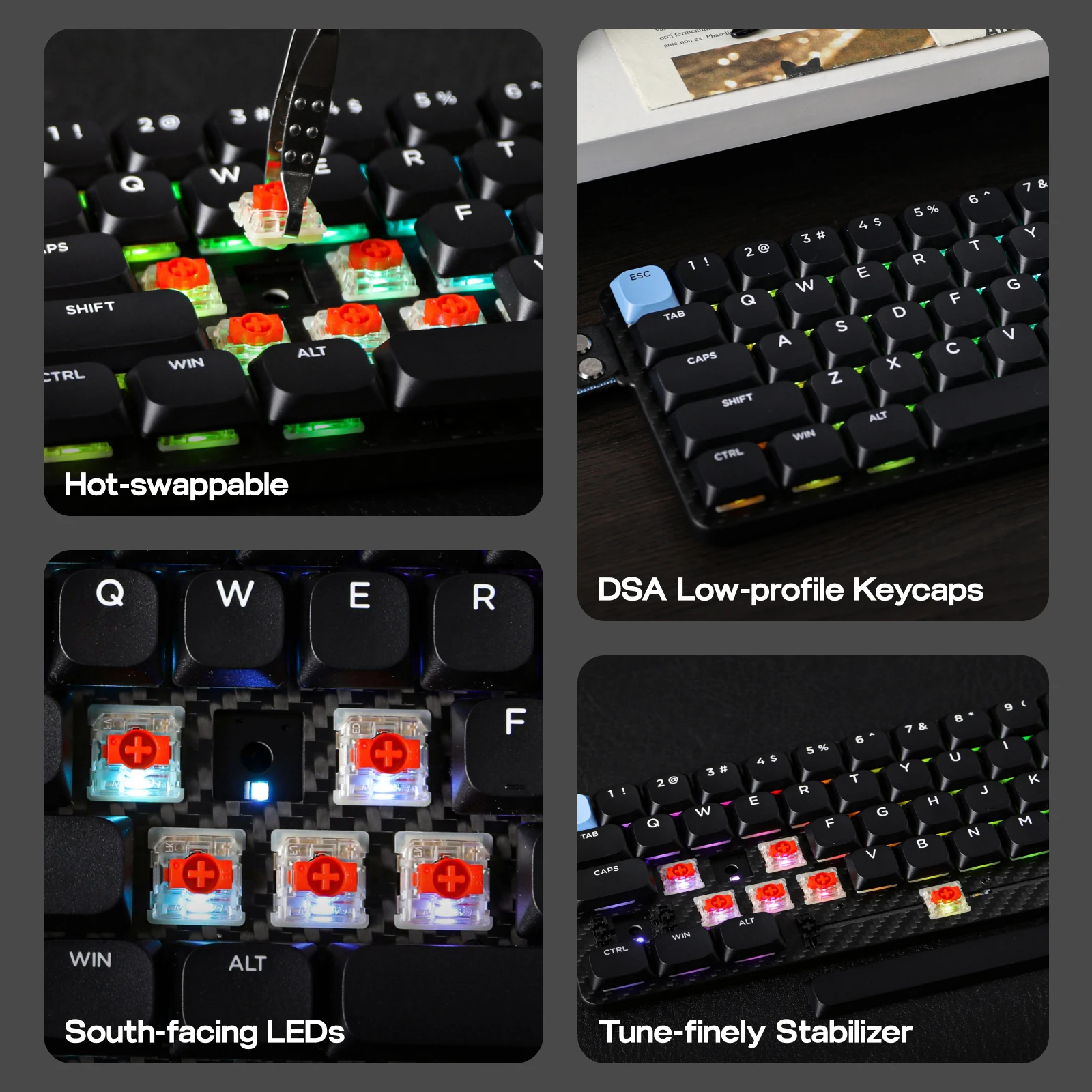 EPOMAKER Carbon60 60% QMK/VIA ANSI VIA Wired/Bluetooth 5.0/2.4GHz