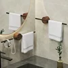 Wood Towel Rack shelves Hanger Bath Towel Holder Wall Hanging Towel Bar Space Aluminum Bathroom Shelf Kitchen Storage Rack 2