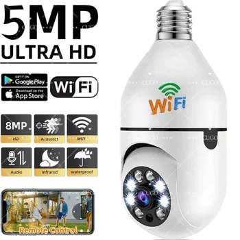5MP E27 Bulb Wifi Surveillance Camera Night Vision Automatic Human Tracking 4X Digital Zoom Video Smart Home Security Monitor