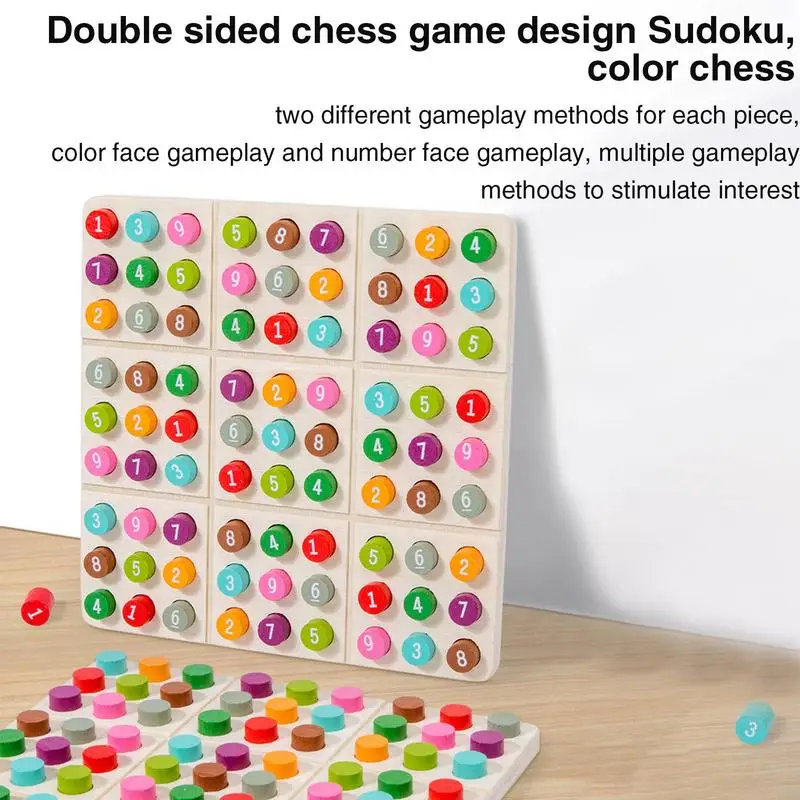 Sudoku Game Board Rainbow Number Thinking Game Brain Teaser Board Game Set Early Educational Thought Training Toy for Kids 5