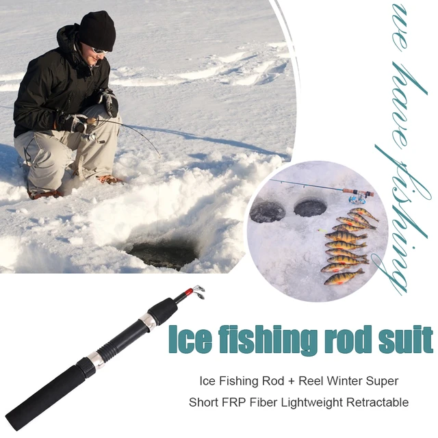 LEO 51cm Winter Fishing Rod Fiberglass Fishing Rod Reel Combo Set Portable  Ultra-short Antiskid Grip Tackle Pesca Fisherman Gear