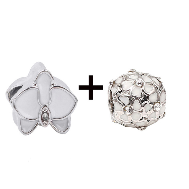 New Design White Heart Charm Beads Pendant Fit European Style Brand Bracelets Necklaces For Women Jewelry Making