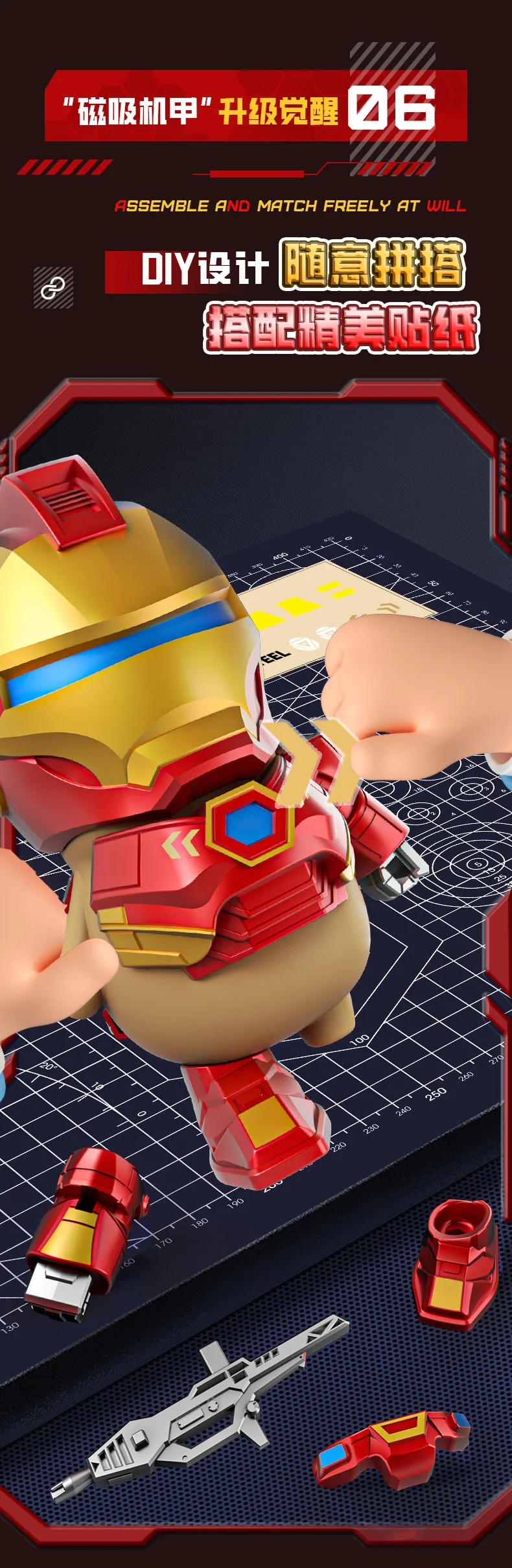 Magnetische Eisen-Mechanische Capybara Original Cartoon Actionfigur Bewegliche Actionfigur mit Abnehmbaren Waffen Spielzeug für – Detail 12