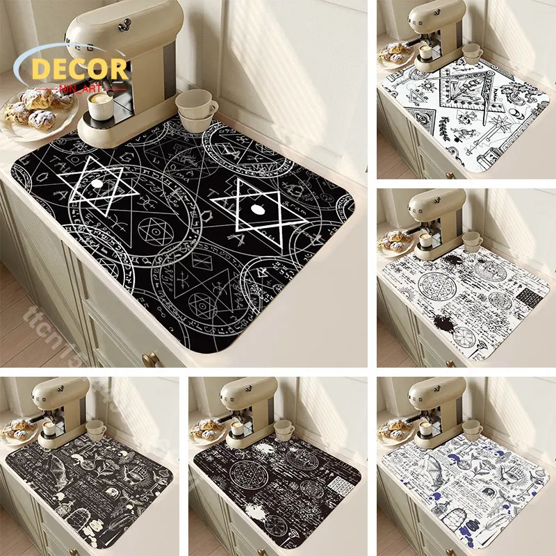 

Tarot Drain Pad Dishes Drying Mat Silicone Super Absorbent Drainer Mats Kitchen Decoration Dinnerware Draining Pads Coaster