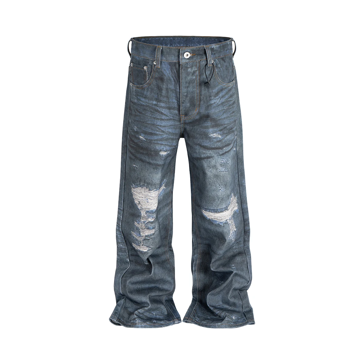 Distressed 3D Digital Print Hole Ripped Baggy Jeans Men Women Vintage Streetwear Casual Denim Trousers Oversize Cargos