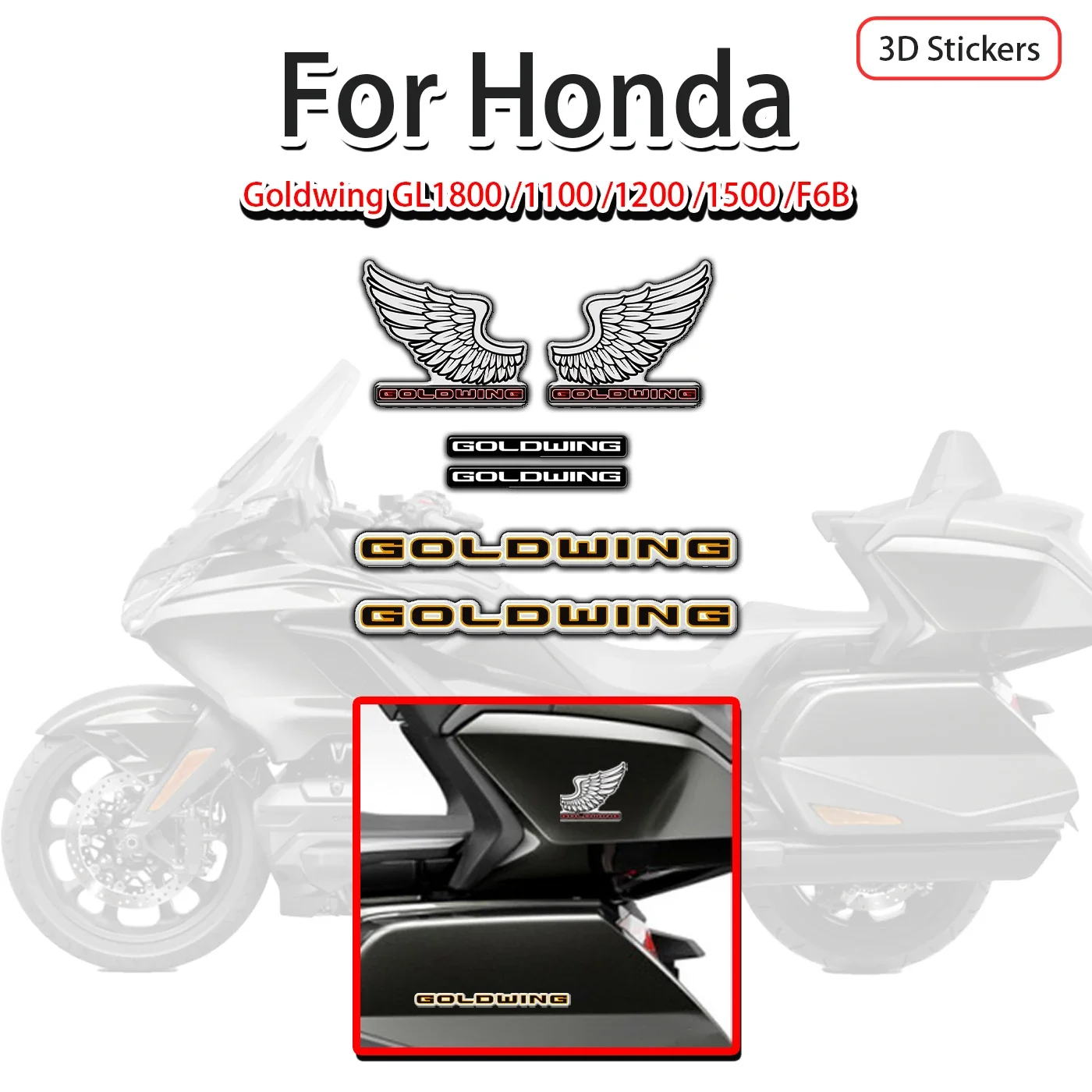 Motorcycle Decals For Honda Goldwing GL1800 1100 1200 1500 Tour F6B Cover Emblem Side Fairing Stickers Decal Logo Symbol Mark motorcycle for honda goldwing gl1800 1100 1200 1500 tour f6b gl 1800 cover emblem side fairing stickers decal logo symbol mark