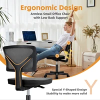 JHK Mesh with Lumbar Support Armless Office Chair Low Back with Wheels Adjustable Height 360° Rolling Swivel Computer Chair - Image 4