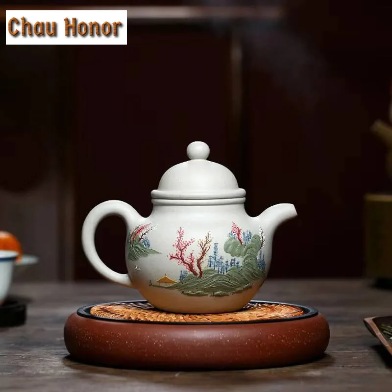 460ml Yixing Raw Ore Mutton Fat Jade Mud Purple Clay Teapot Handmade Household Kungfu Teaset Tea Ceremony Drinkware  Accessories