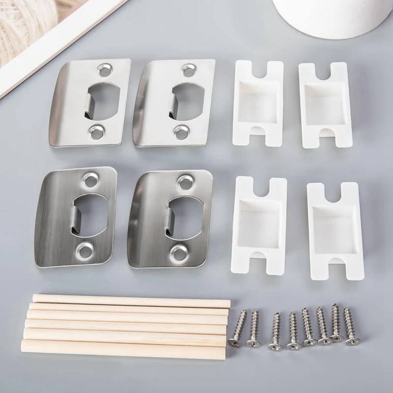 B76A 4 Pack Door Latch Strike Plate-Stainless Steel Door Lock Strike Plate Repair Kits-Door Latch Restorer Reinforcement