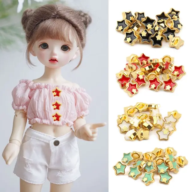 인형 의류를 업그레이드하고 인형 집에 생기를 불어넣는 별 모양 미니어처 금속 버클