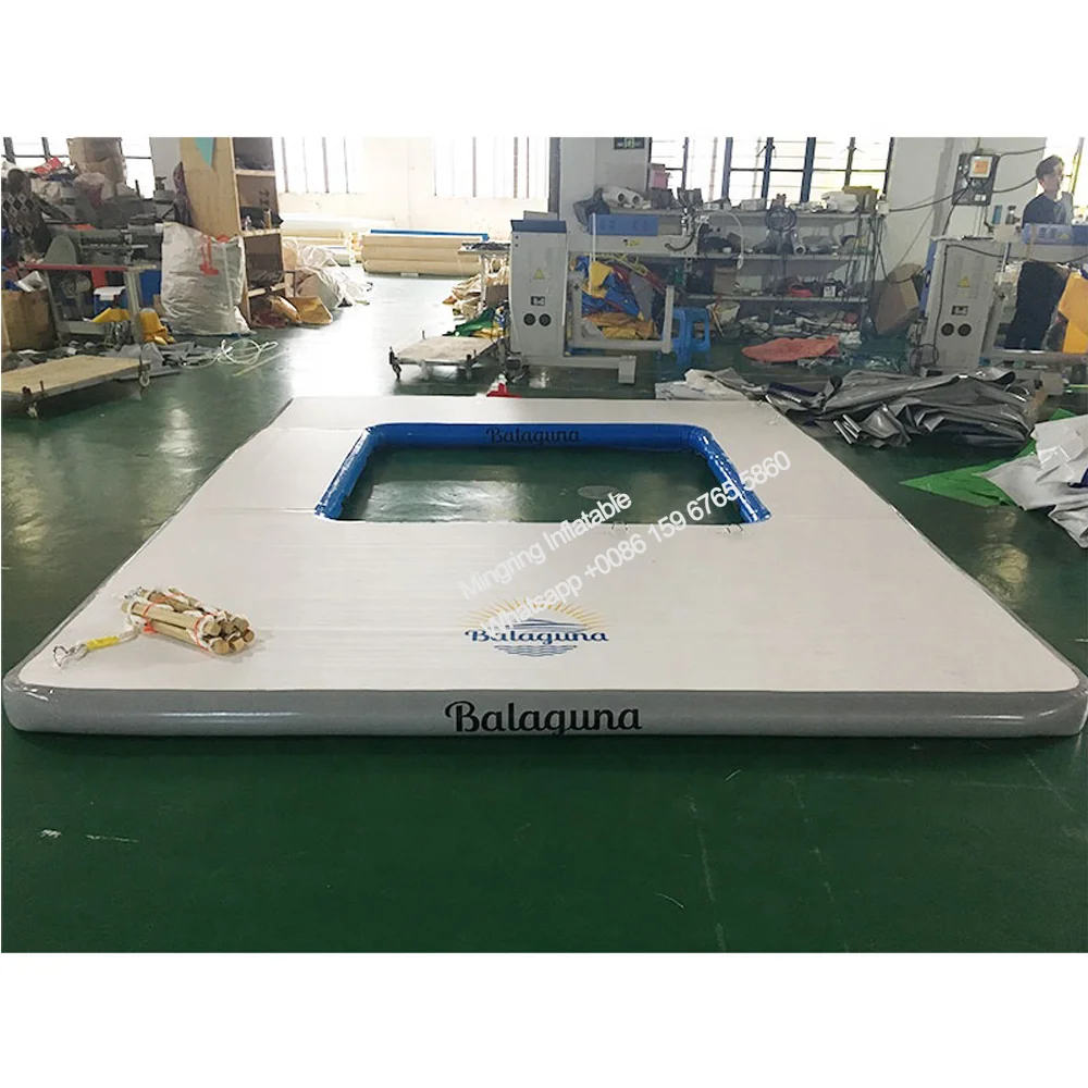 Inflatable Double Layer Dock, Floating Sea Pool Island, Yacht, Ocean Pool, 4x3m, 13x10ft