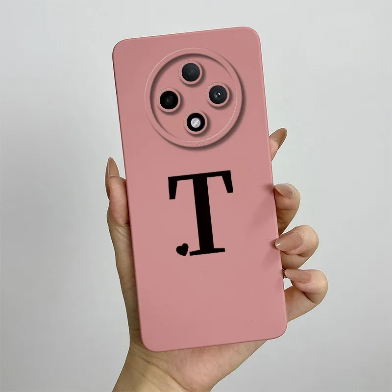 Cute Initial Letters Square Silicone Matte Shockproof Back Cover