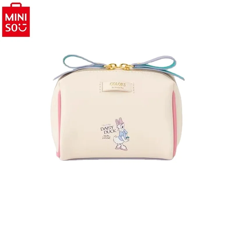 MINISO Disney Cartoon Daisy Print Fashion Women's Sweet Portable High Quality Multi functional Makeup Storage Handbag