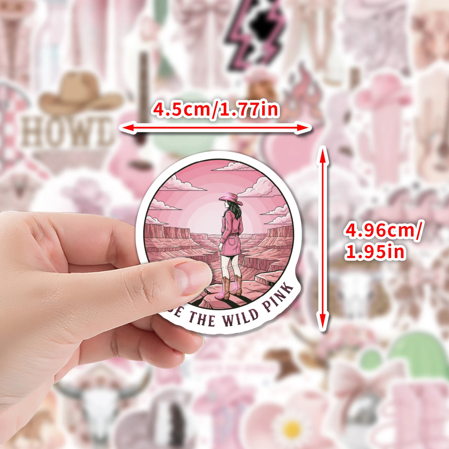 Disco Cowgirl Aesthetic Vinyl Stickers - 50PCS Pink Party Decor & Waterproof Decals