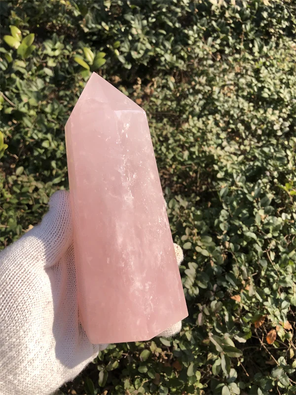 

958g Natural Pink Rose Quartz Crystal Obelisk Wand Point Healing