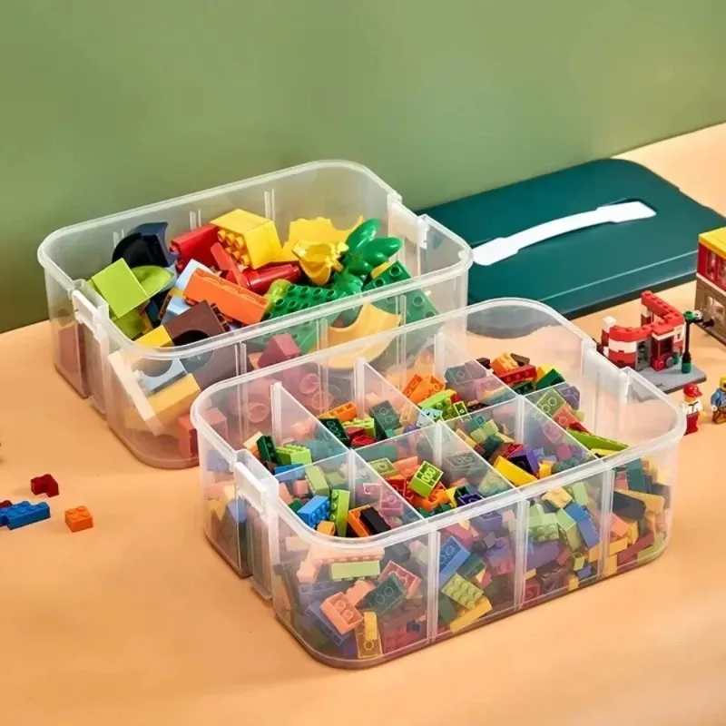 Scatola di Stoccaggio in Plastica Trasparente Impilabile, Resistente alla Polvere e all'Umidità, Organizzatore per Blocchi da Costruzione per Bambini - immagine 4