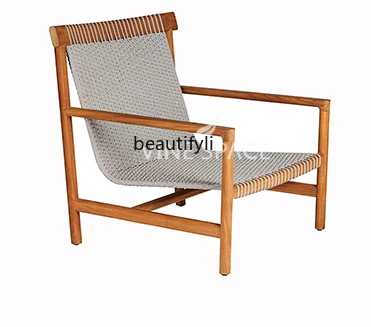 

Outdoor antiseptic wood rattan chair sofa dining table chair homestay garden balcony waterproof sunscreen