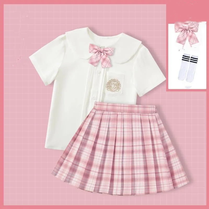 2023 Teenage Girls Clothes Suit Uniform Spring Summer Children  Sleeve T-shirt Top+Skirt 2PCS Set Little Girl Short Skirt Set