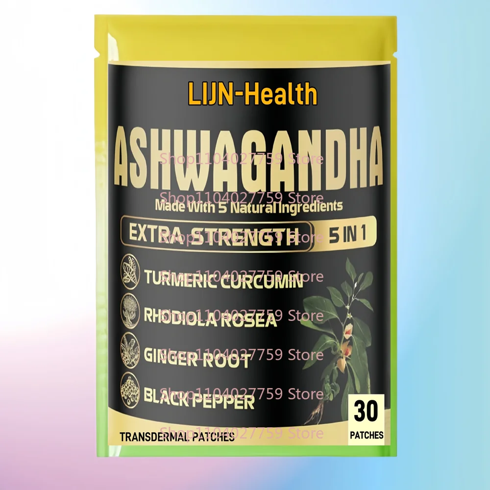 30 Patches Ashwagandha Transdermal Patches with Rhodiola Rosea, Ginger, Black Pepper - Strength Immune Support
