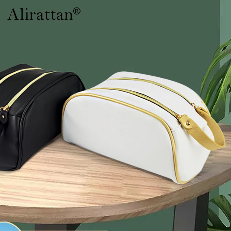 

Factory Wholesale 2022 New Makeup Storage Portable Ladies Bag Double Zipper Large Capacity Portable Travel PU Cosmetic Bag