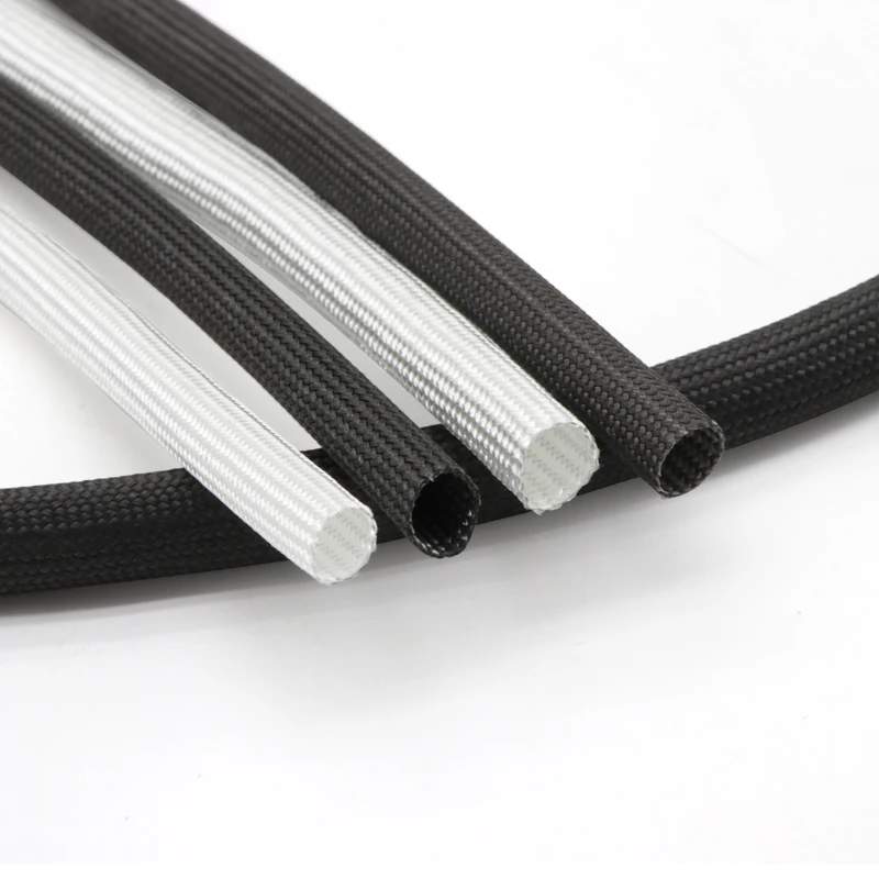 Fiberglass Sleeving 5Meters Fiberglass Tube 2-18mm Silicone Resin Coated Insulated Soft Glass Fiber Braided Sleeve High Temperature Pipe
