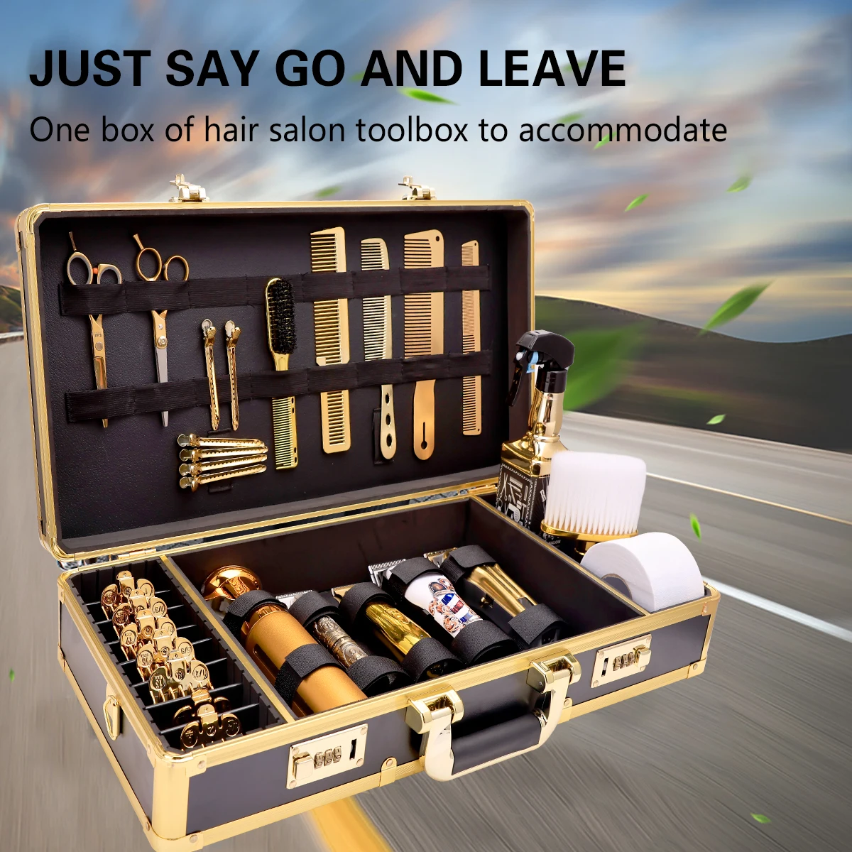 

Barber Hairdressing Tool Storage Box Case Gold Hair Stylist Clipper Scissors Comb Storage Box Carrying Barbershop Suitcase