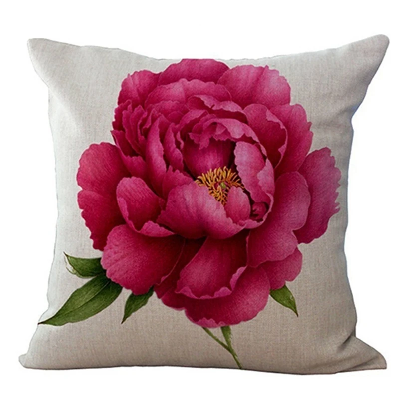 

5X Vintage Floral/Flower Flax Decorative Throw Pillow Case Cushion Cover Home Sofa Decorative Rose