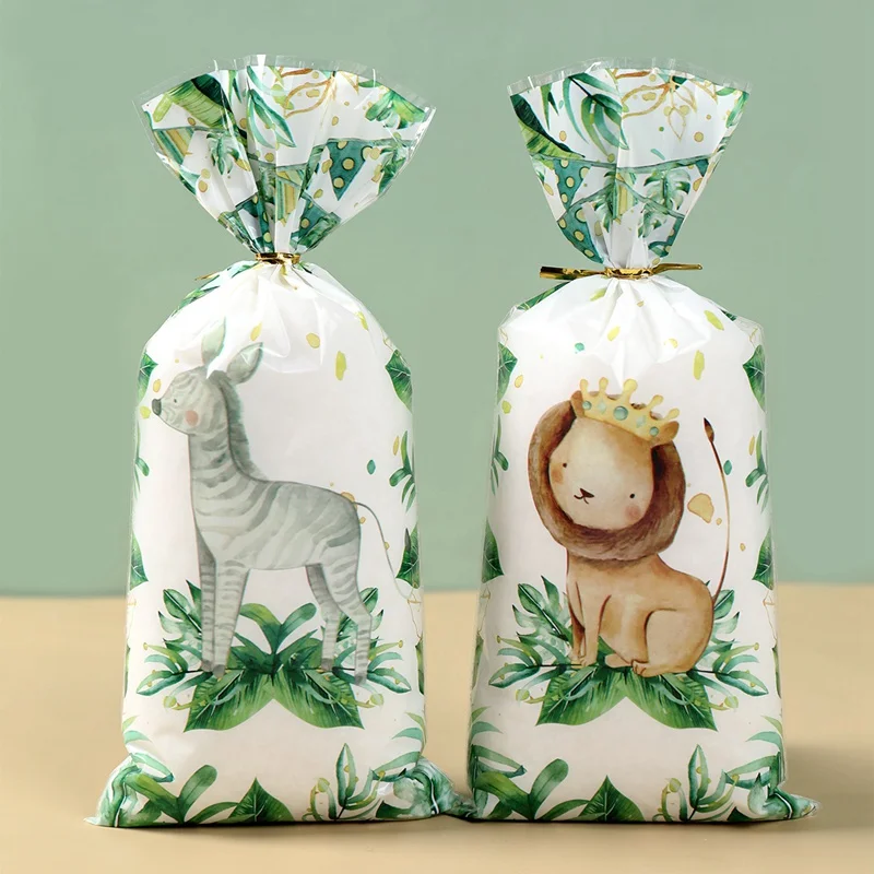 Jungle Animals Candy Gift Bags Biscuit Packing Bag Wild One Safari Gift Bag Birthday Party Decoration Kids Supplies Baby Shower