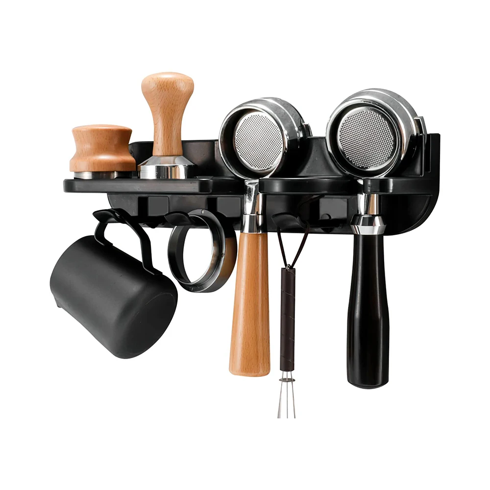 

Wall Mount Coffee Set Storage Rack Puching Free Espresso Coffee Portafilters Holder Coffeeware Organizer Accessories 51/54/58mm
