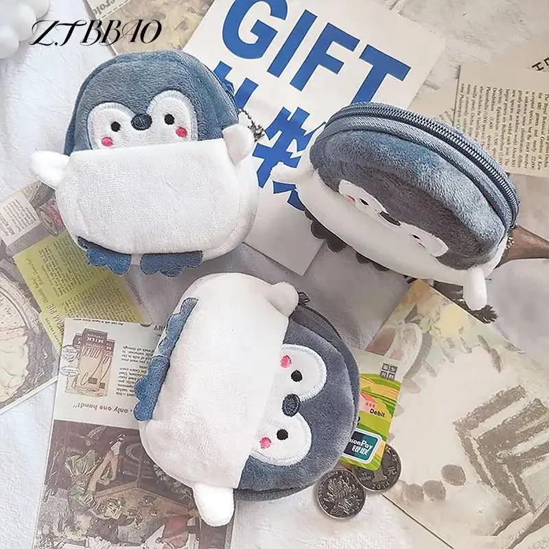 

New Kawaii Anime Plush Penguin Coin Purses Men Women Korean Fashion Mini Cute Zipper Coin Wallet Boy Girl Bag