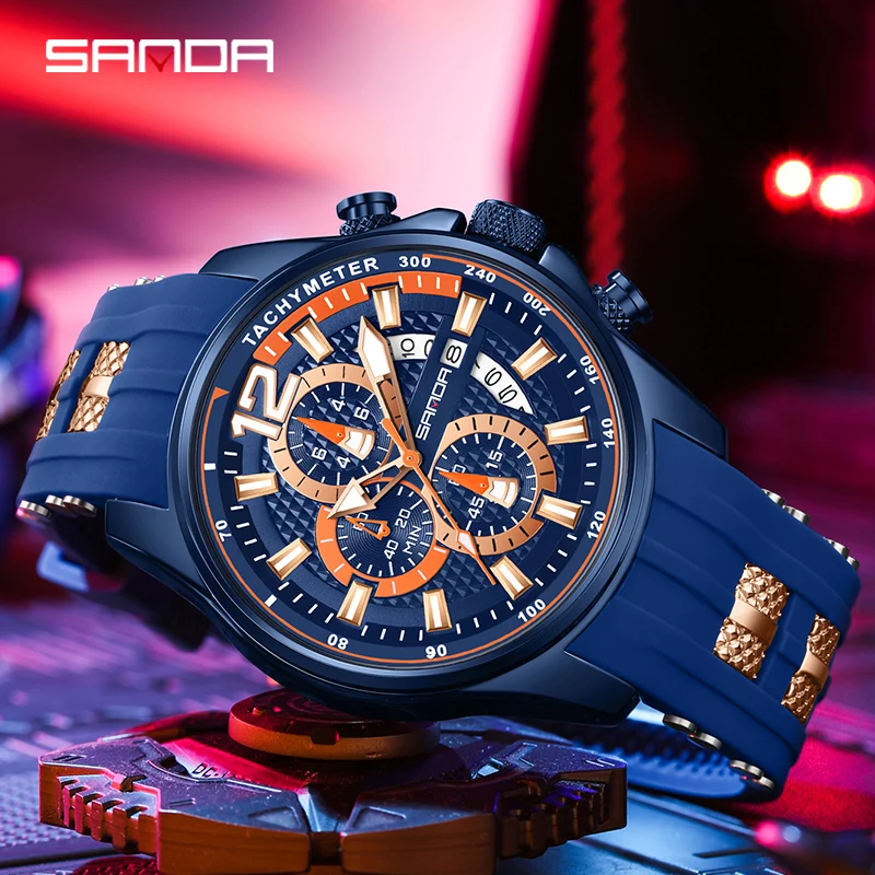 時計 SANDA SANDA Top Men's Chronograph Analog Quartz Watch with Date