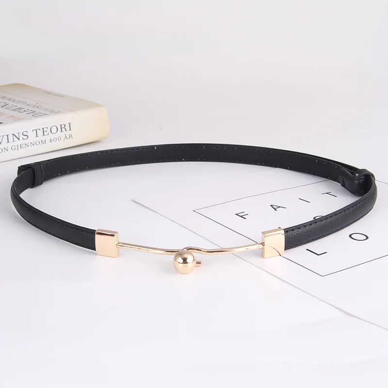 

ZLY 2023 New Fashion Belt Slender Type Women PU Leather Material Waist Band Golden Ball Buckle Luxury Jeans Coat Casual Style