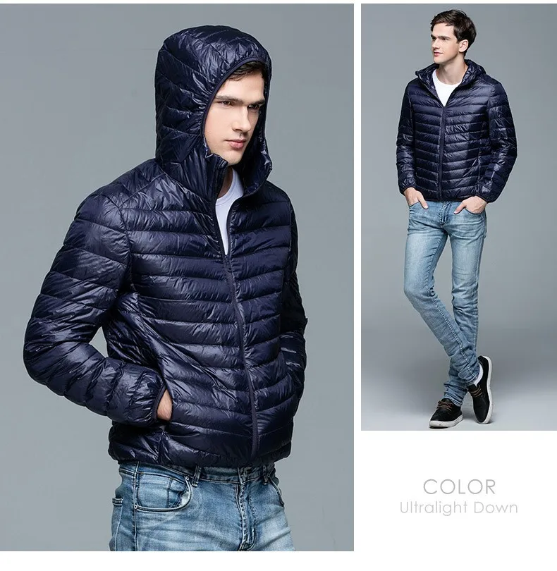 casaco puffer ultraleve, magro portátil, Parkas de