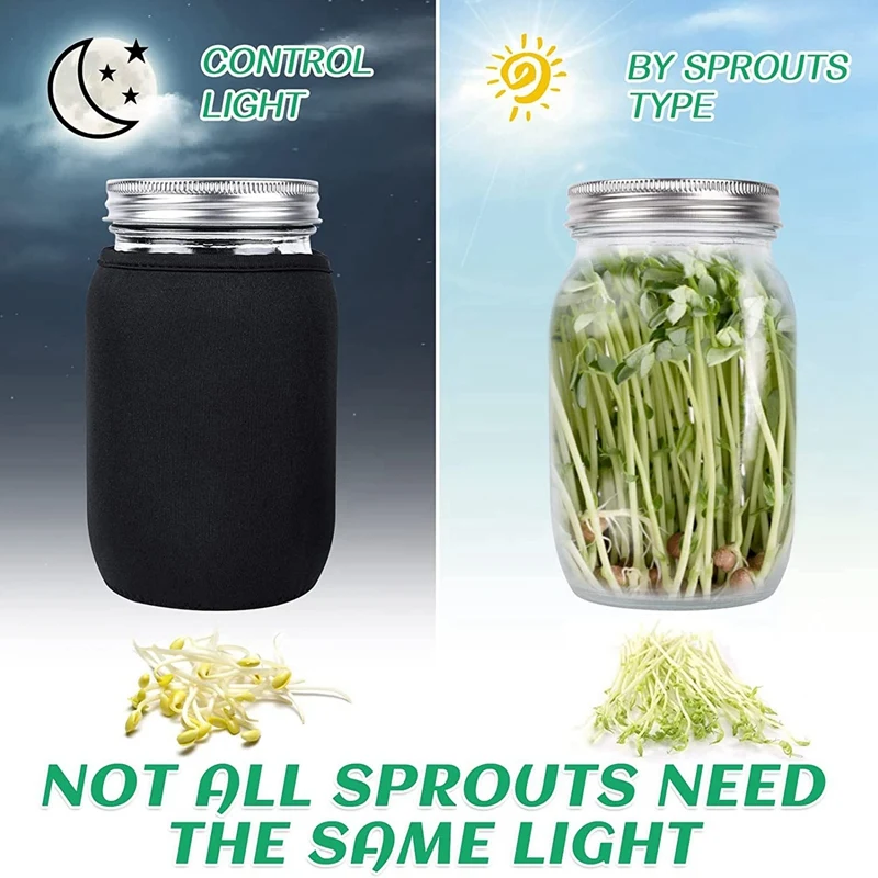 Seed Sprouting Jar Kit With 2 Wide Mouth Mason Jars Bean Sprouts Growing Kit Growing Jar With Mesh Screen Lids 3