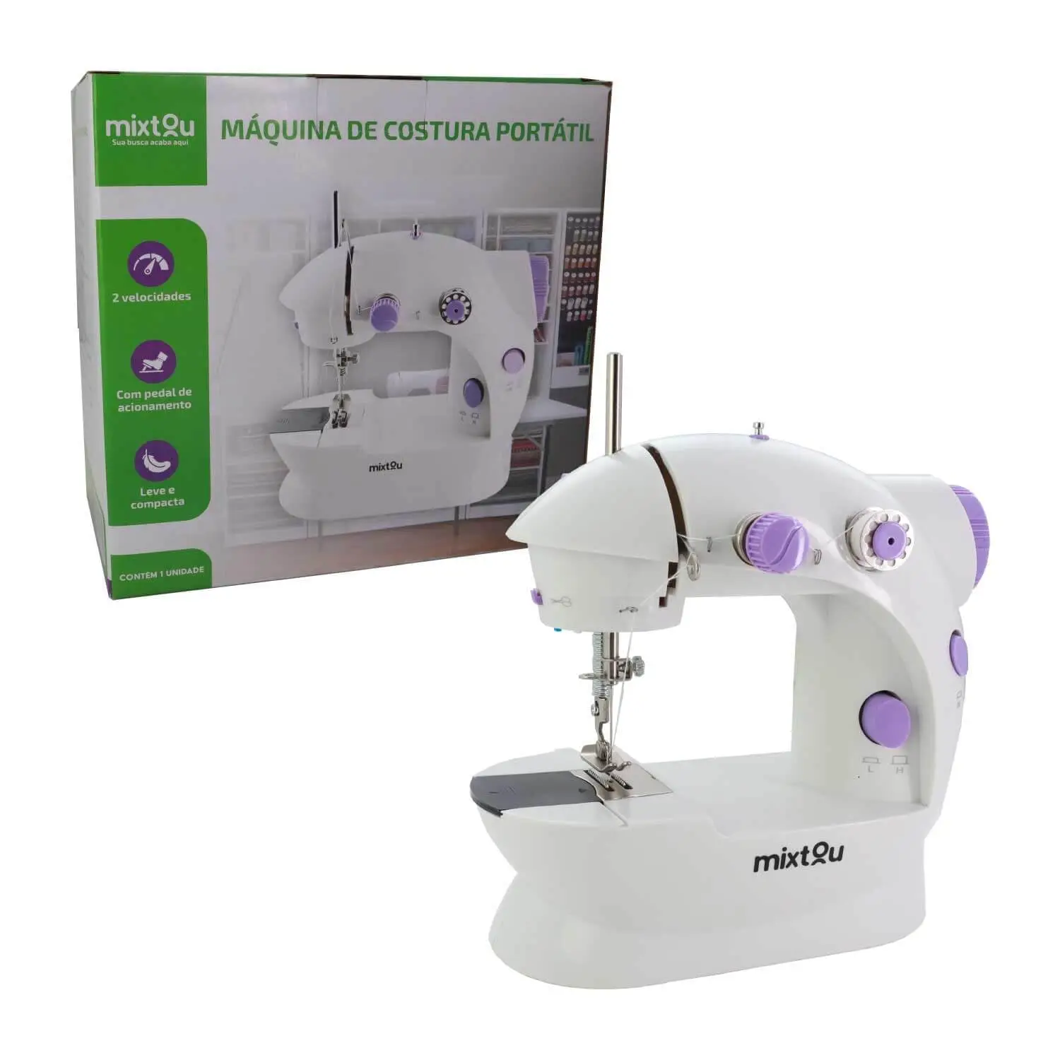Máquina de Costura Elétrica Portátil Mini Bivolt 110V 220V para Pequenos Projetos de Costura Básica em Casa