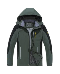 Men's Waterproof Windproof Outdoor Jacket for Hiking, Camping, and Sports Activities (Army green)